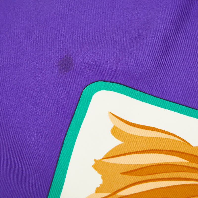 Hermes Cols Verts Mallard Duck Bird Scarf Purple Beige Silk — view 3