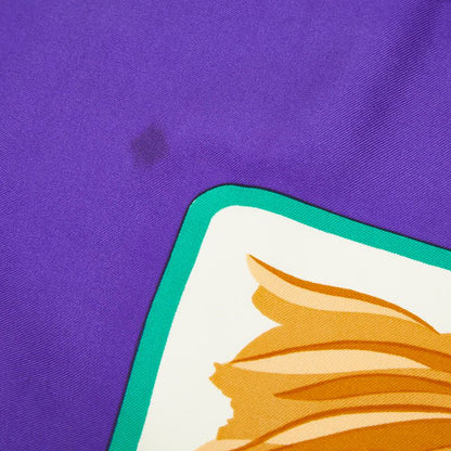 Hermes Cols Verts Mallard Duck Bird Scarf Purple Beige Silk — view 3