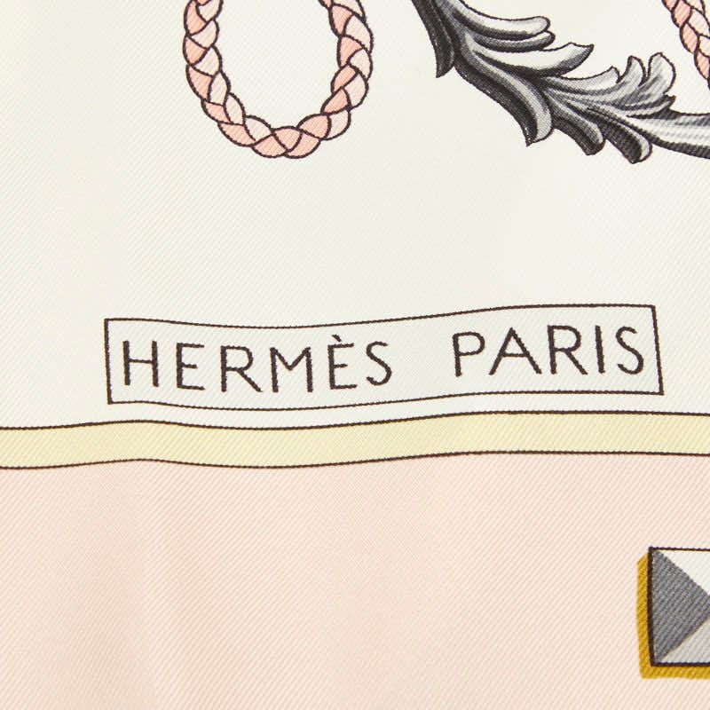 Hermes Carre 90 les Cles the Keys Rare Key Pattern Scarf Large Pink White Silk — view 5