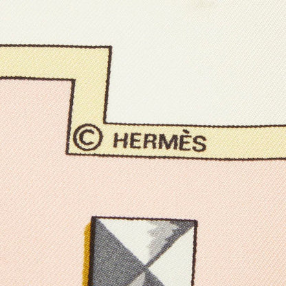 Hermes Carre 90 les Cles the Keys Rare Key Pattern Scarf Large Pink White Silk — view 6