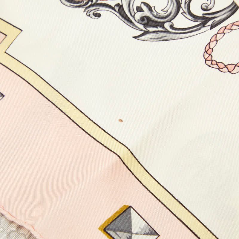 Hermes Carre 90 les Cles the Keys Rare Key Pattern Scarf Large Pink White Silk — view 3