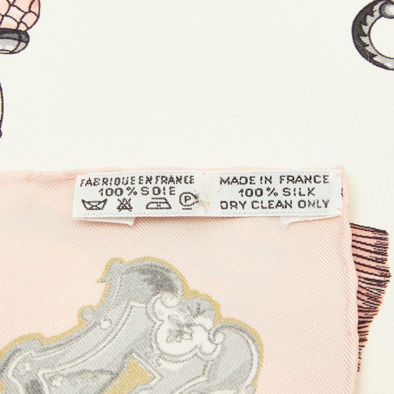 Hermes Carre 90 les Cles the Keys Rare Key Pattern Scarf Large Pink White Silk — view 7
