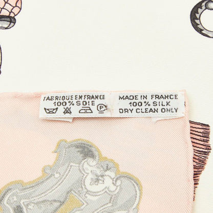 Hermes Carre 90 les Cles the Keys Rare Key Pattern Scarf Large Pink White Silk — view 7