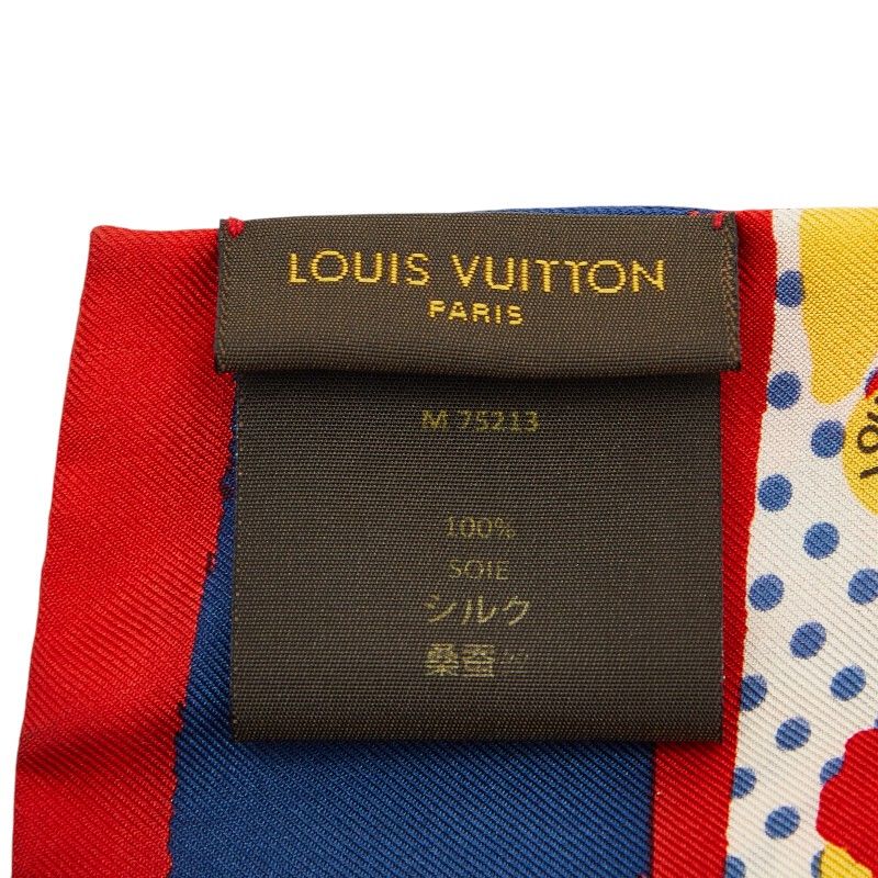Louis Vuitton Bandeau Retro Flower Scarf Red Yellow Multicolor Silk — view 6