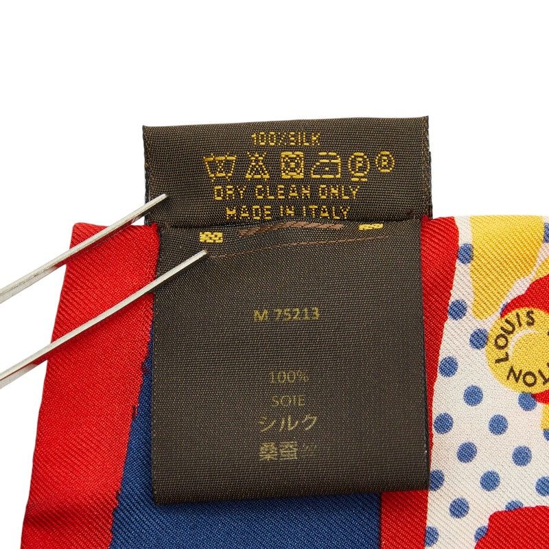 Louis Vuitton Bandeau Retro Flower Scarf Red Yellow Multicolor Silk — view 5