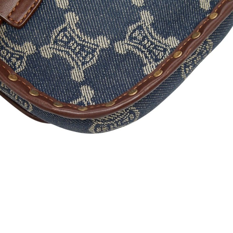 Celine Paris Macadam Belt Bag Waist Pouch Blue Brown Denim Leather — view 7