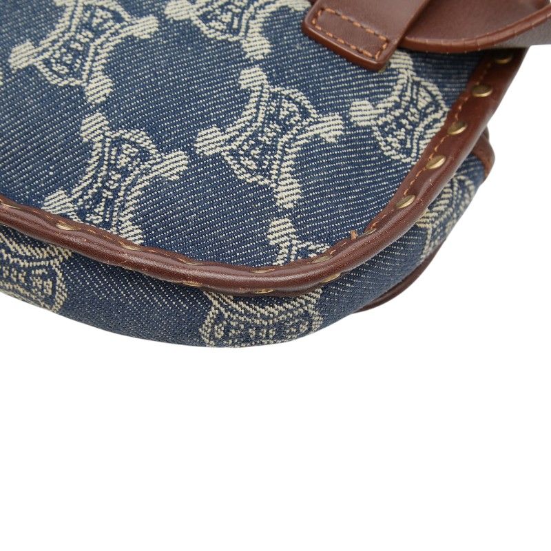 Celine Paris Macadam Belt Bag Waist Pouch Blue Brown Denim Leather — view 6