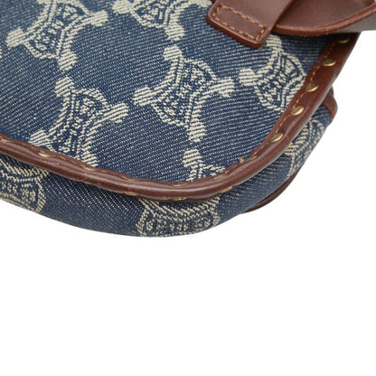 Celine Paris Macadam Belt Bag Waist Pouch Blue Brown Denim Leather — view 6
