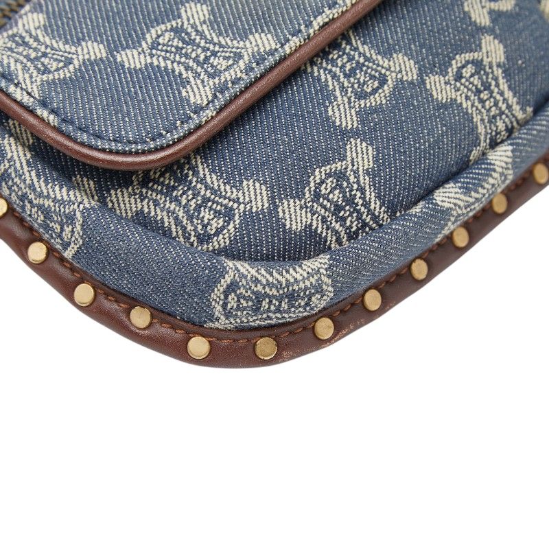 Celine Paris Macadam Belt Bag Waist Pouch Blue Brown Denim Leather — view 5
