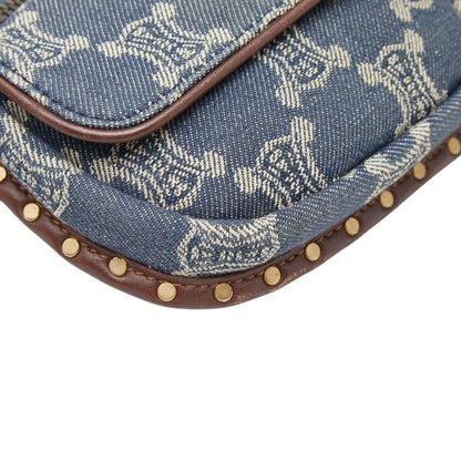 Celine Paris Macadam Belt Bag Waist Pouch Blue Brown Denim Leather — view 5