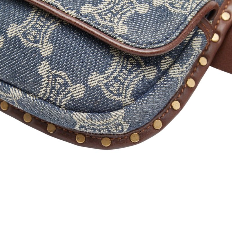 Celine Paris Macadam Belt Bag Waist Pouch Blue Brown Denim Leather — view 4
