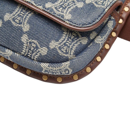 Celine Paris Macadam Belt Bag Waist Pouch Blue Brown Denim Leather — view 4
