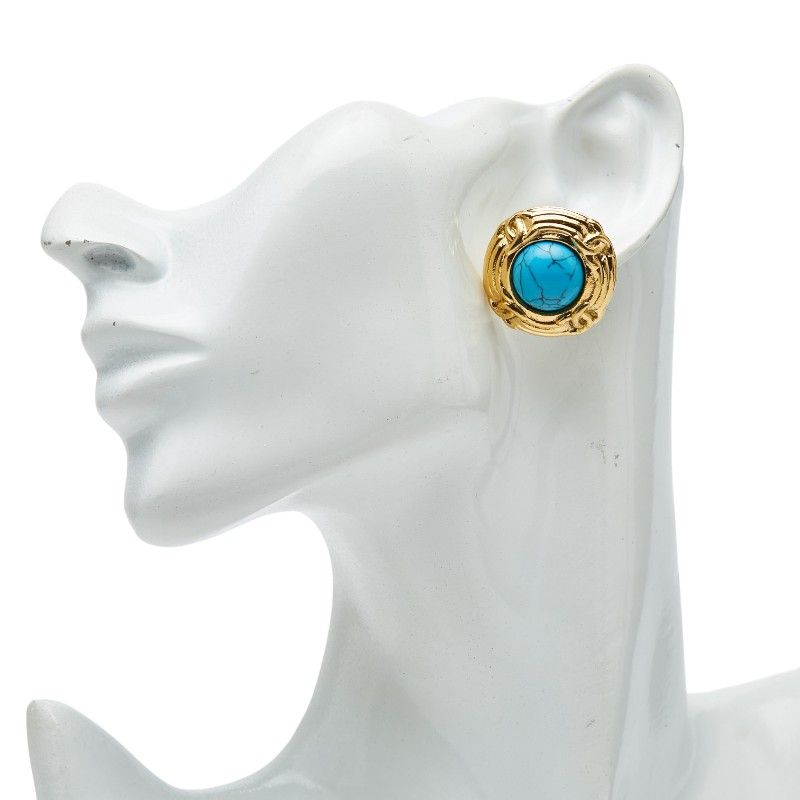 Chanel CC Logo Turquoise Earrings Metal — view 5