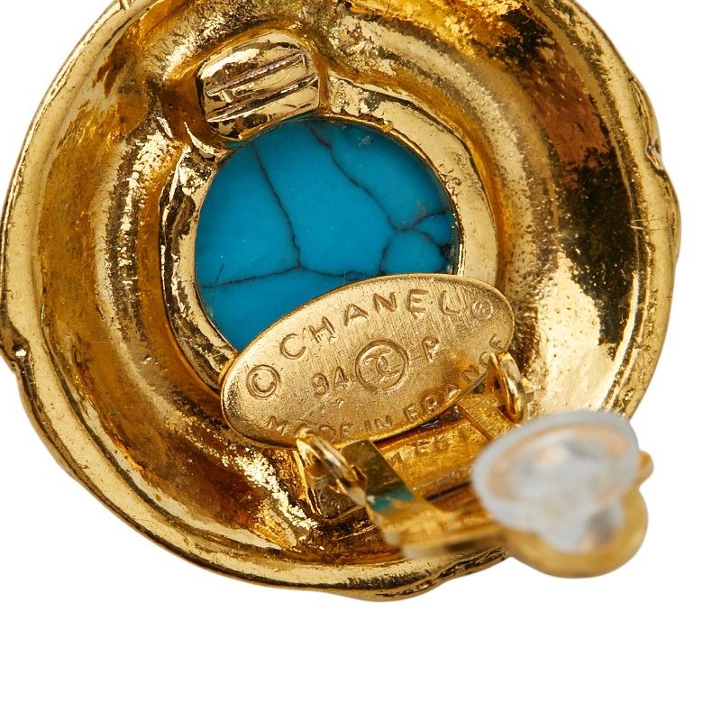 Chanel CC Logo Turquoise Earrings Metal — view 4