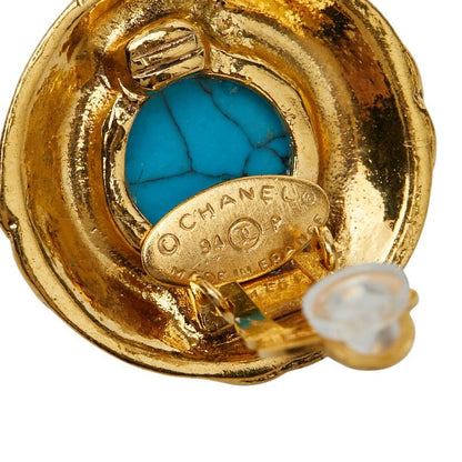 Chanel CC Logo Turquoise Earrings Metal — view 4