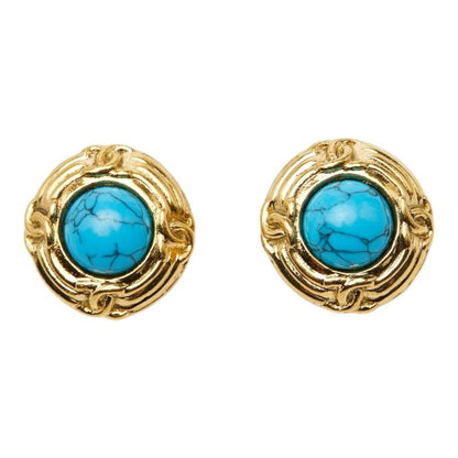 Chanel CC Logo Turquoise Earrings Metal — view 2