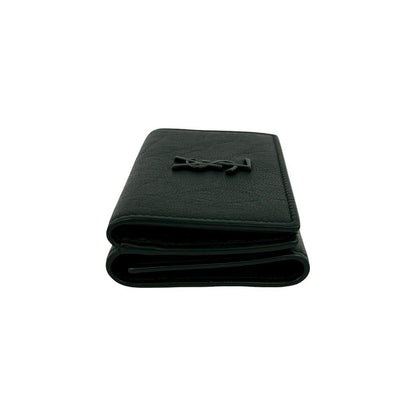 Saint Laurent Box Paris YSL Logo Leather Trifold Wallet Mini Black — view 5