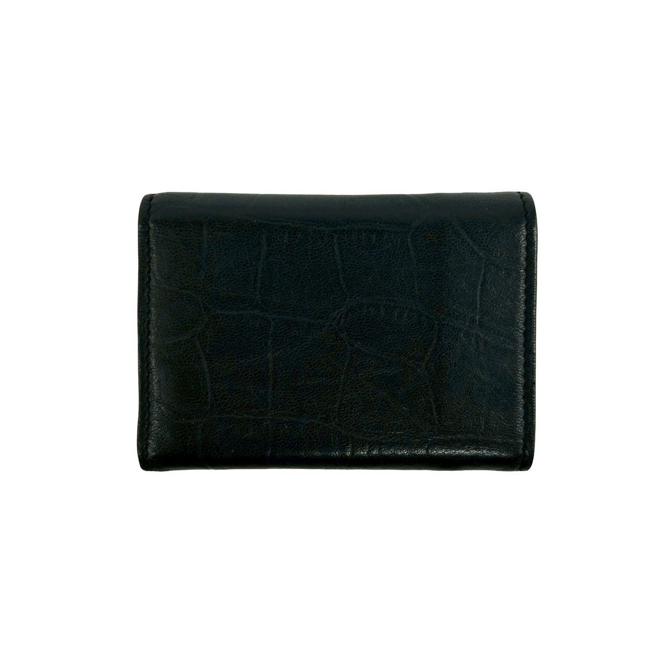 Saint Laurent Box Paris YSL Logo Leather Trifold Wallet Mini Black — view 2