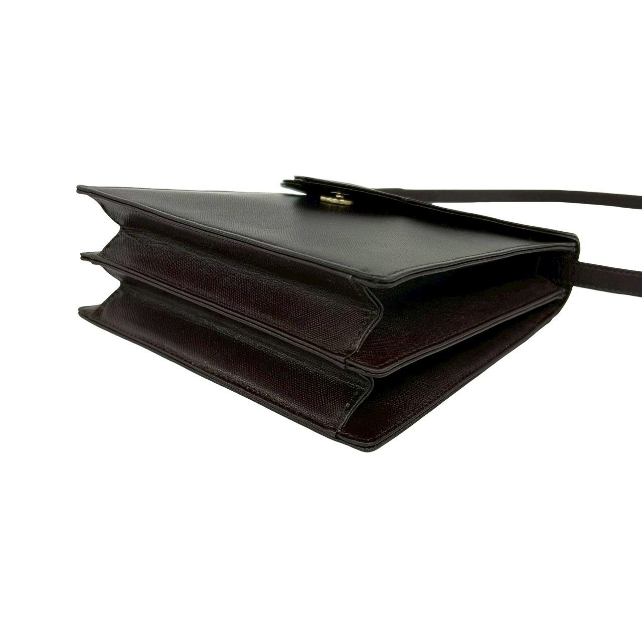 Saint Laurent Yves Vintage YSL Logo Leather Shoulder Bag Pochette Brown — view 8