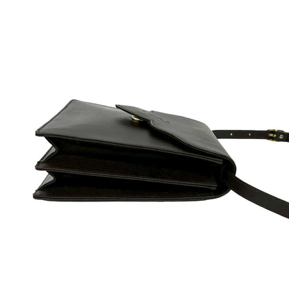 Saint Laurent Yves Vintage YSL Logo Leather Shoulder Bag Pochette Brown — view 6