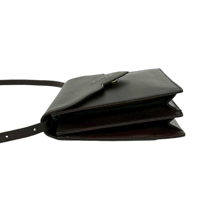 Saint Laurent Yves Vintage YSL Logo Leather Shoulder Bag Pochette Brown — view 5