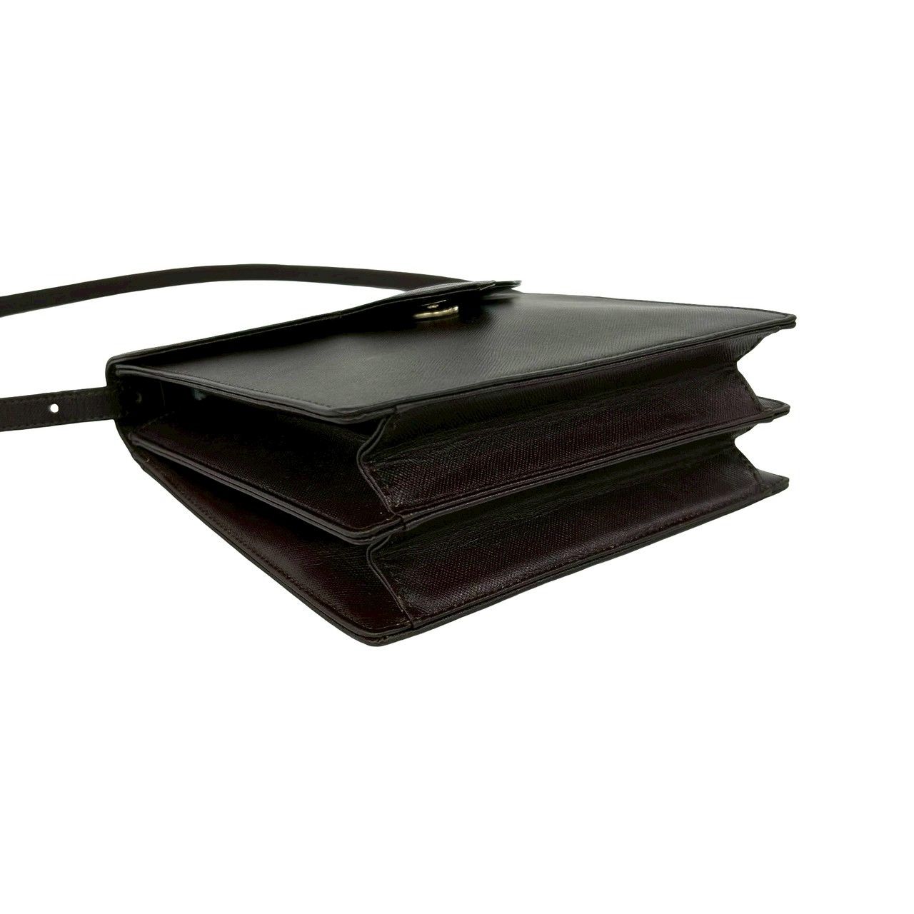 Saint Laurent Yves Vintage YSL Logo Leather Shoulder Bag Pochette Brown — view 7