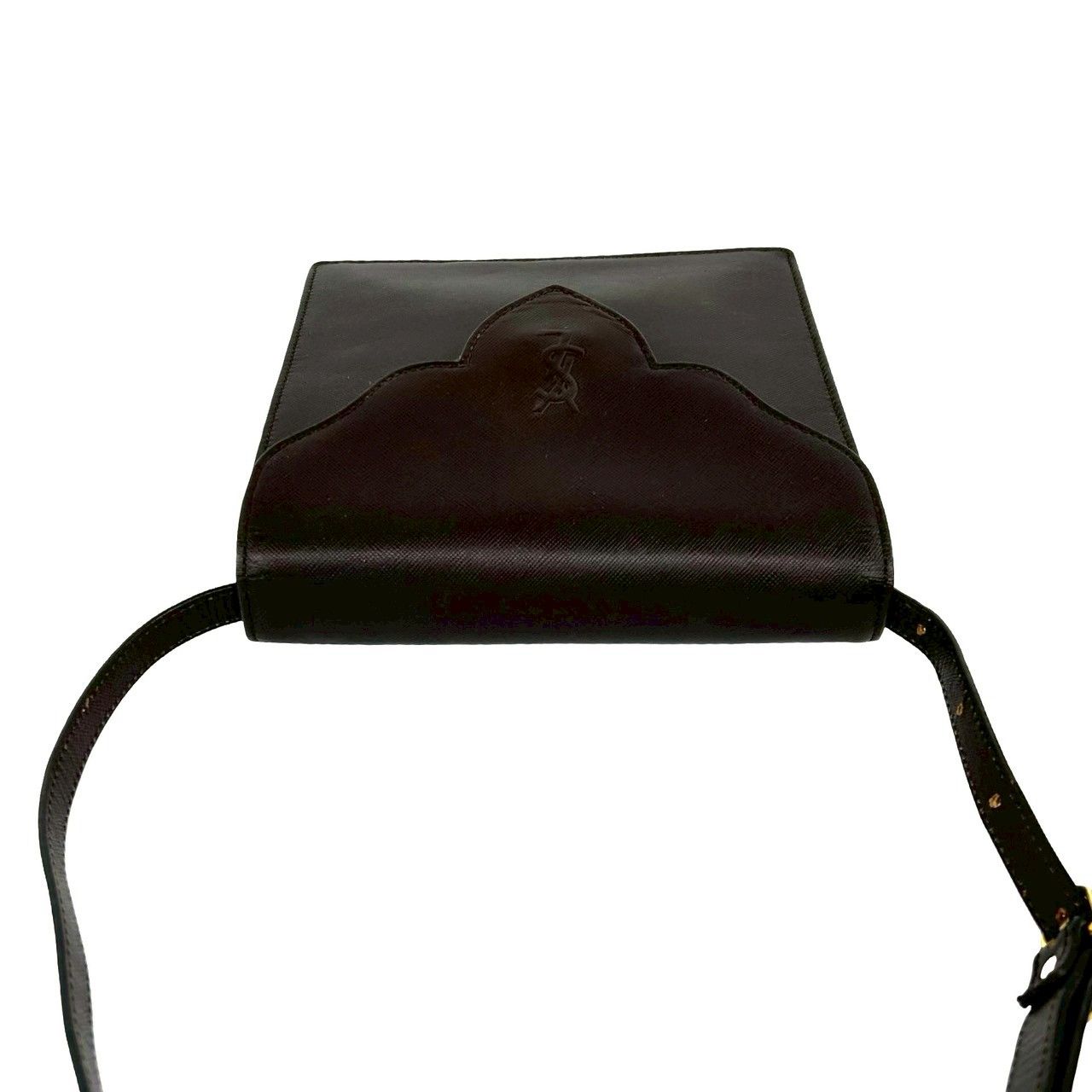 Saint Laurent Yves Vintage YSL Logo Leather Shoulder Bag Pochette Brown — view 4