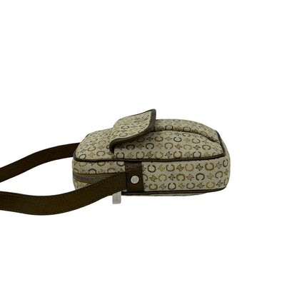 Celine C Macadam Logo Canvas Leather Mini Shoulder Bag Pochette Khaki Gold — view 5