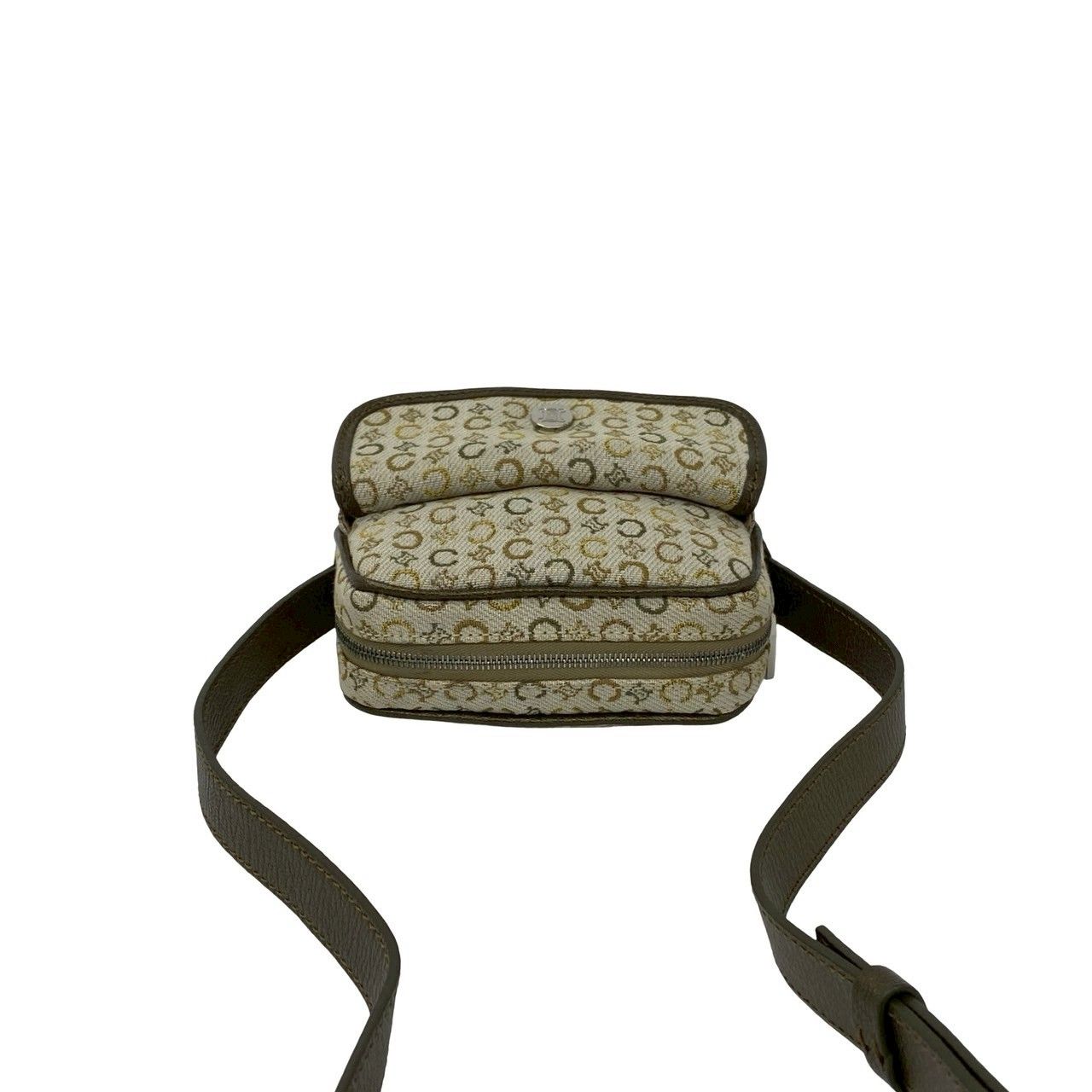 Celine C Macadam Logo Canvas Leather Mini Shoulder Bag Pochette Khaki Gold — view 4