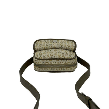 Celine C Macadam Logo Canvas Leather Mini Shoulder Bag Pochette Khaki Gold — view 4
