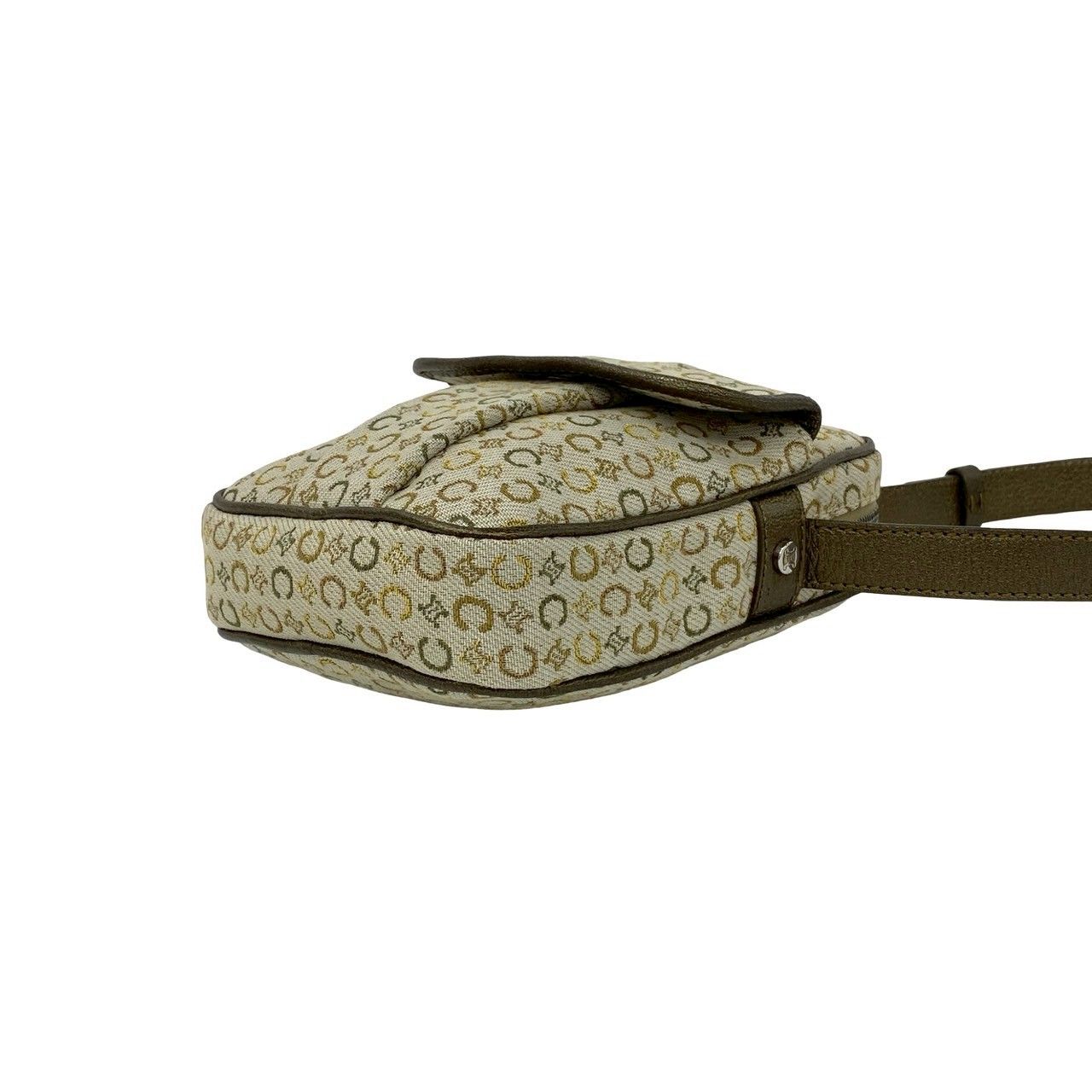 Celine C Macadam Logo Canvas Leather Mini Shoulder Bag Pochette Khaki Gold — view 8