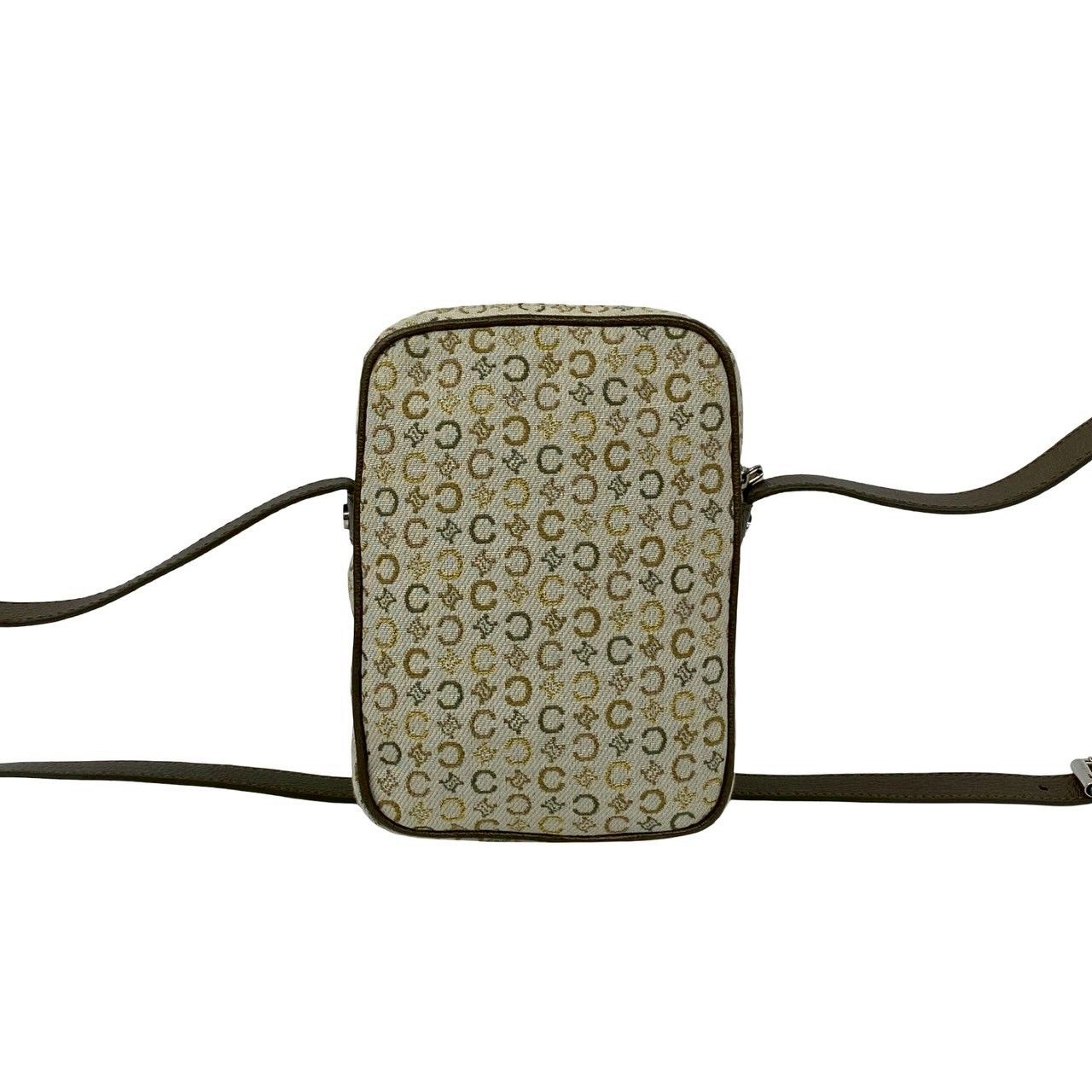 Celine C Macadam Logo Canvas Leather Mini Shoulder Bag Pochette Khaki Gold — view 3