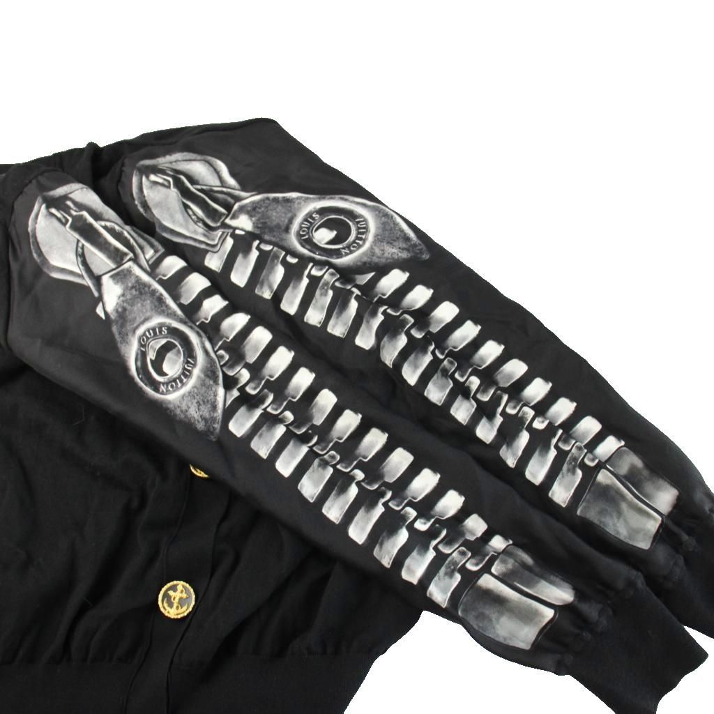 Louis Vuitton Zipper Print Cardigan Knit Long Sleeve Silk M Black MW — view 7