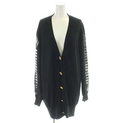 Louis Vuitton Zipper Print Cardigan Knit Long Sleeve Silk M Black MW