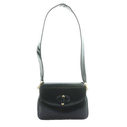 Gucci Vintage Shoulder Bag Box Calf Leather Turnlock Black MW — view 3