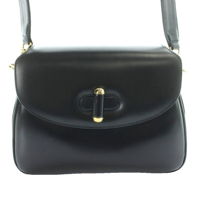 Gucci Vintage Shoulder Bag Box Calf Leather Turnlock Black MW — view 2