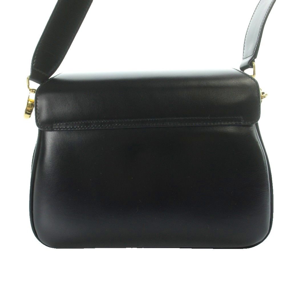 Gucci Vintage Shoulder Bag Box Calf Leather Turnlock Black MW — view 5