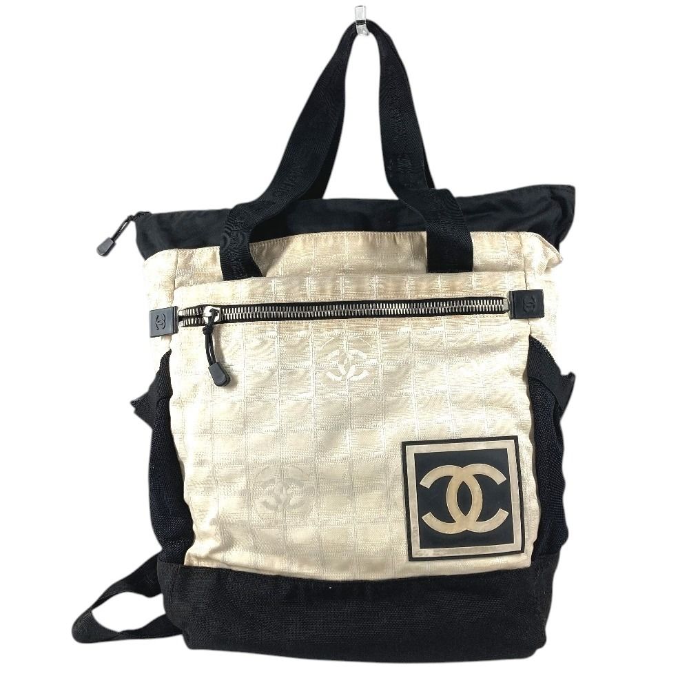 Chanel Backpack CC Logo Bicolor Nylon Black