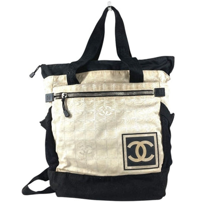 Chanel Backpack CC Logo Bicolor Nylon Black