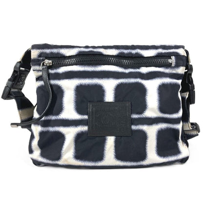 Chanel Shoulder Bag CC Logo Bicolor Nylon Black