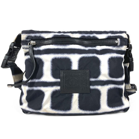 Chanel Shoulder Bag CC Logo Bicolor Nylon Black
