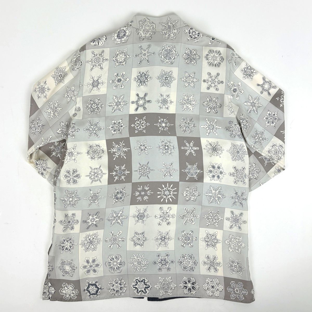 Hermes Long Sleeve Shirt Snowflake Top Long Silk Gray Blue — view 2