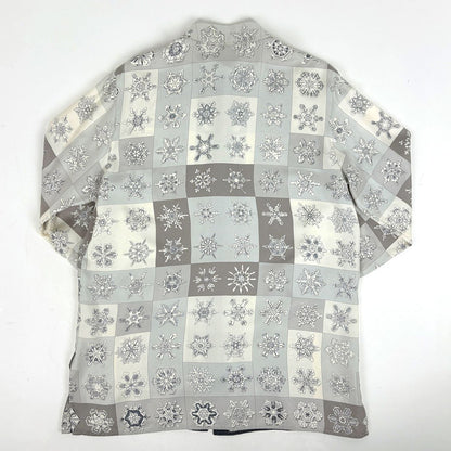 Hermes Long Sleeve Shirt Snowflake Top Long Silk Gray Blue — view 2