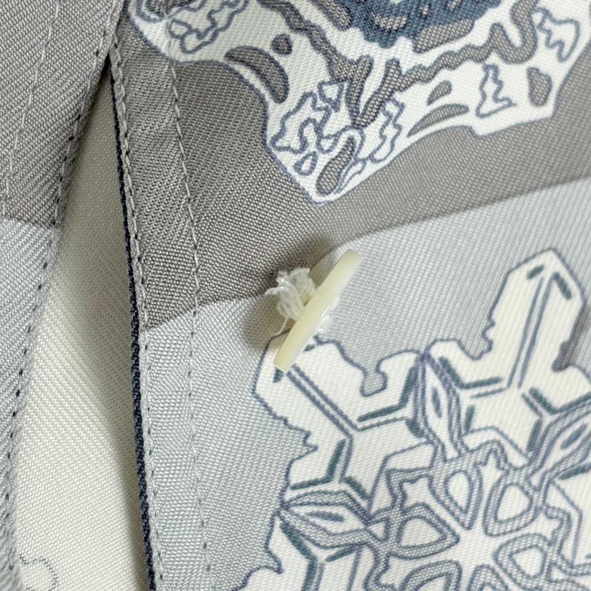 Hermes Long Sleeve Shirt Snowflake Top Long Silk Gray Blue — view 4