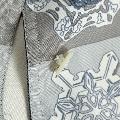Hermes Long Sleeve Shirt Snowflake Top Long Silk Gray Blue — view 4