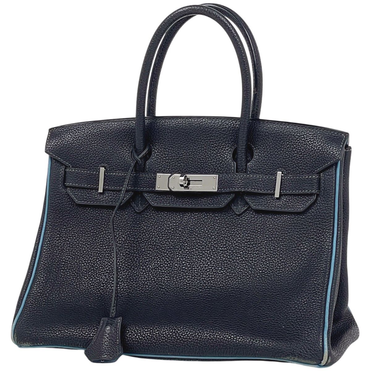 Hermes Birkin 30 Verso Handbag Togo Blue Indigo Jean