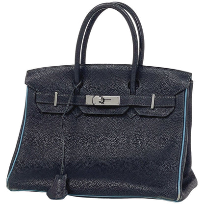Hermes Birkin 30 Verso Handbag Togo Blue Indigo Jean