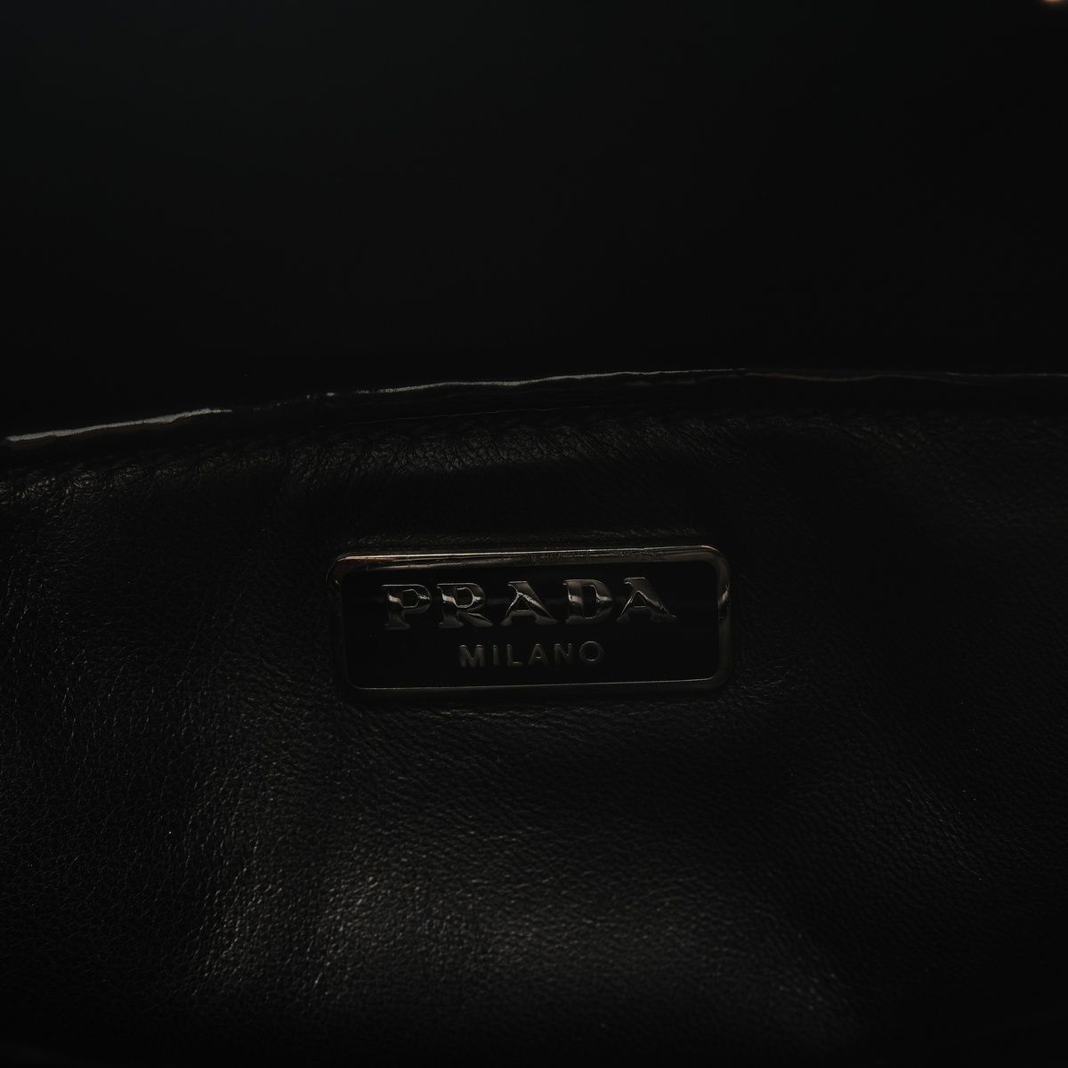 Prada Shoulder Bag Flower Motif Patent Leather — view 9