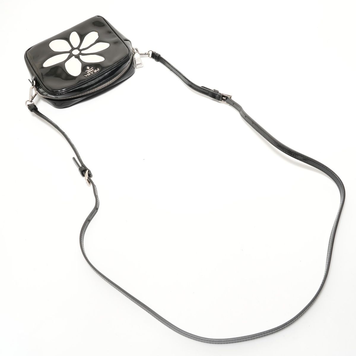 Prada Shoulder Bag Flower Motif Patent Leather — view 8
