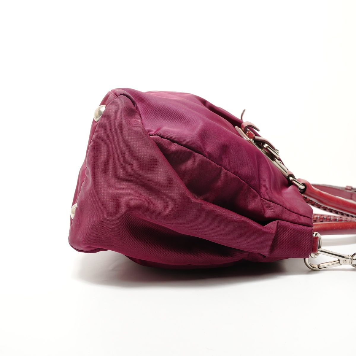 Prada Handbag Logo Nylon 2-Way Burgundy — view 4